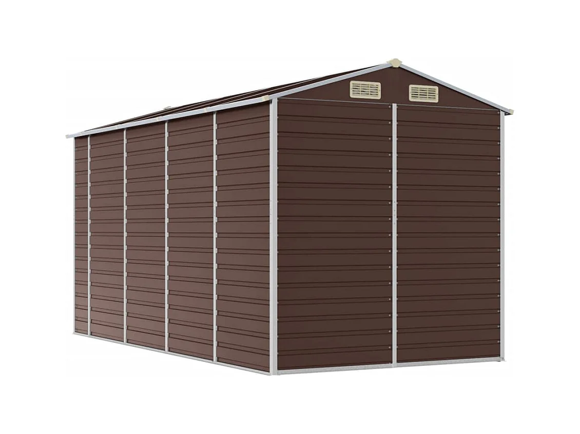 Abri de jardin marron 191x385x198 cm acier galvanisé