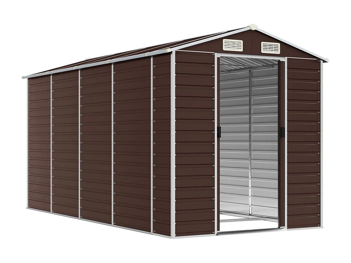 Abri de jardin marron 191x385x198 cm acier galvanisé