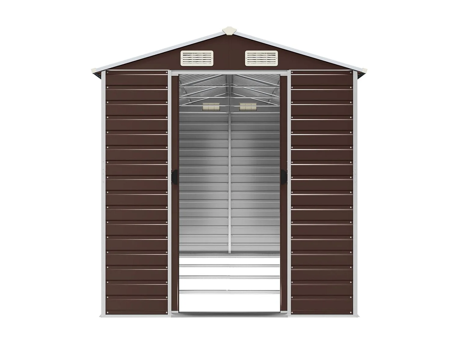 Abri de jardin marron 191x385x198 cm acier galvanisé