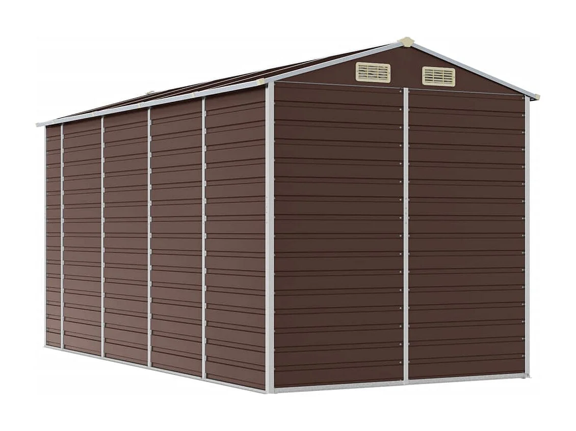 Abri de jardin marron 191x385x198 cm acier galvanisé