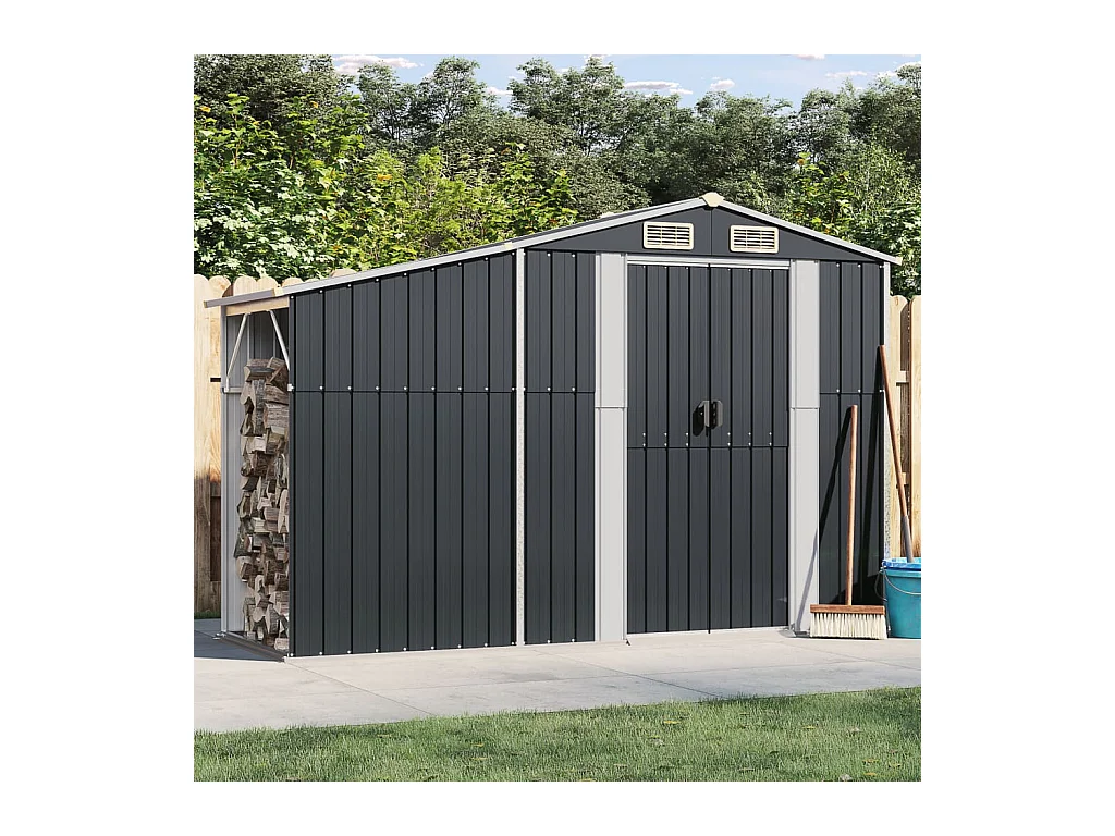 Abri de jardin anthracite 277x93x179 cm acier galvanisé