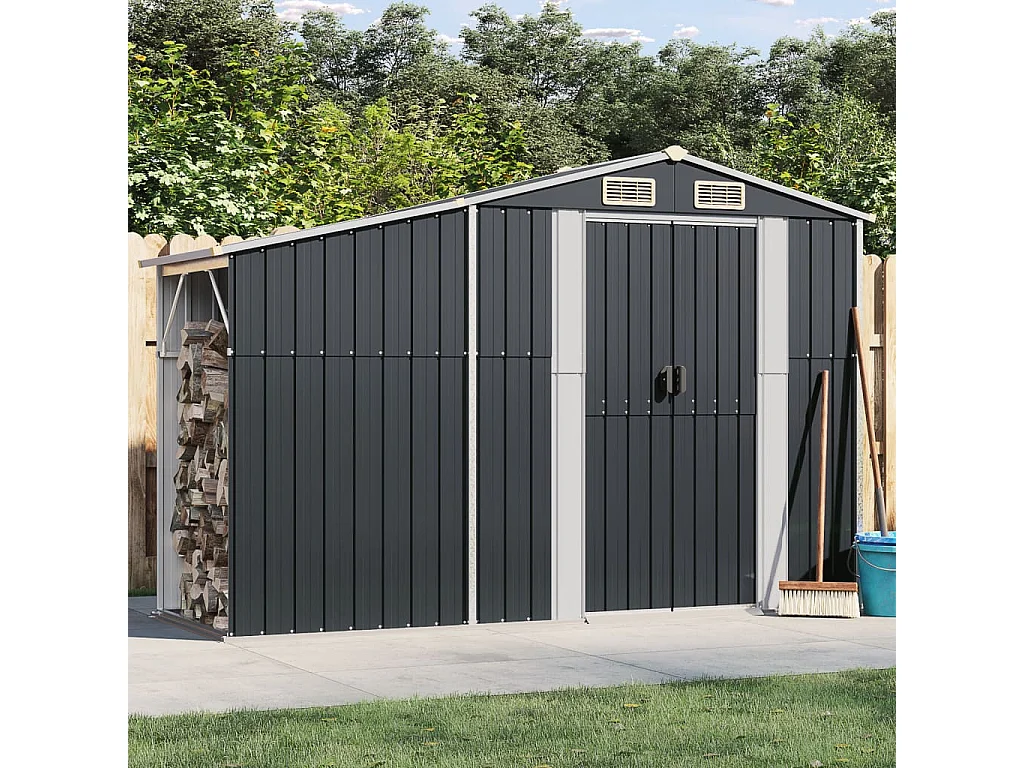 Abri de jardin anthracite 277x93x179 cm acier galvanisé