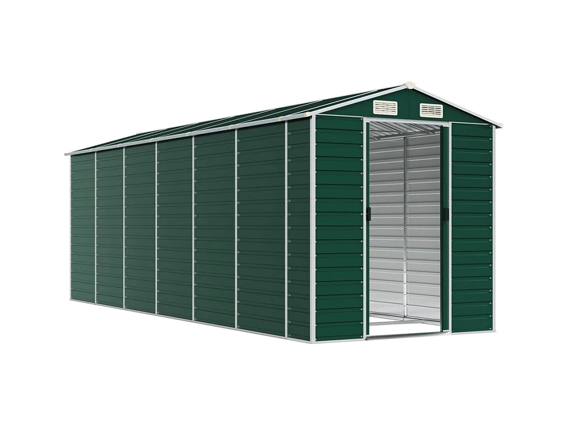 Abri de jardin vert 191x555x198 cm acier galvanisé