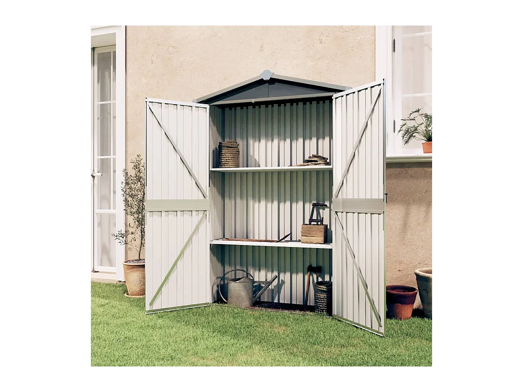 Gartenhäuschen Grau 116x45x175 cm Verzinkter Stahl