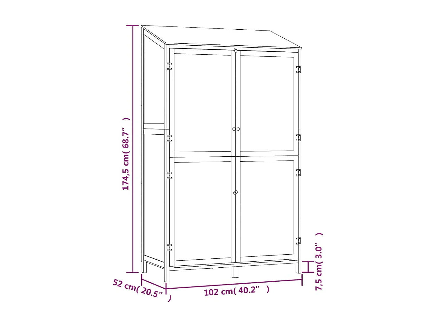 Casetta da giardino Bianca 102x52x174,5 cm Legno massello di abete