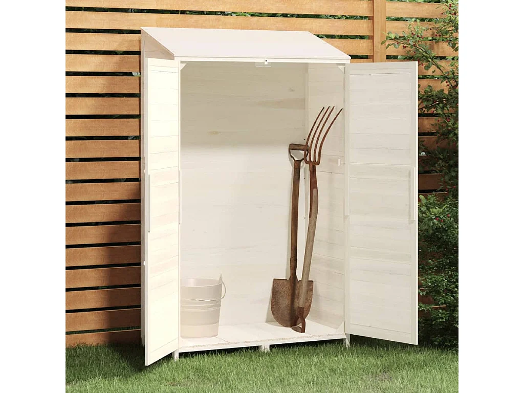 Gartenhäuschen Weiß 102x52x174,5 cm Massivholz Tannenholz