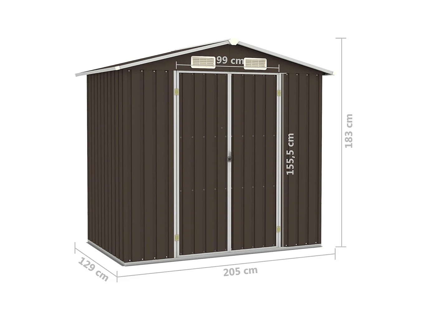 Gartenhäuschen Braun 205x129x183 cm Verzinkter Stahl