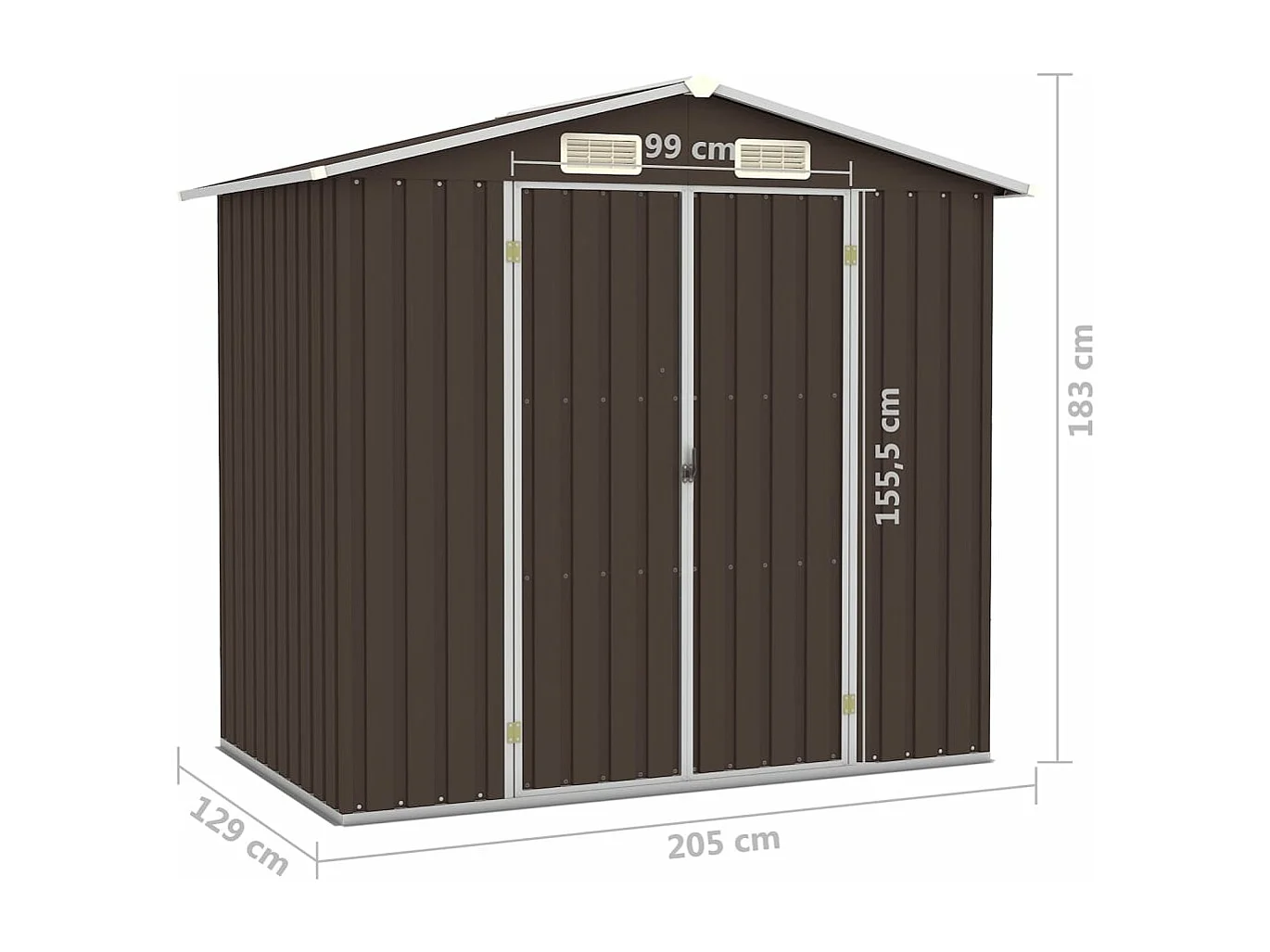 Galpão de jardim marrom 205x129x183 cm Aço galvanizado