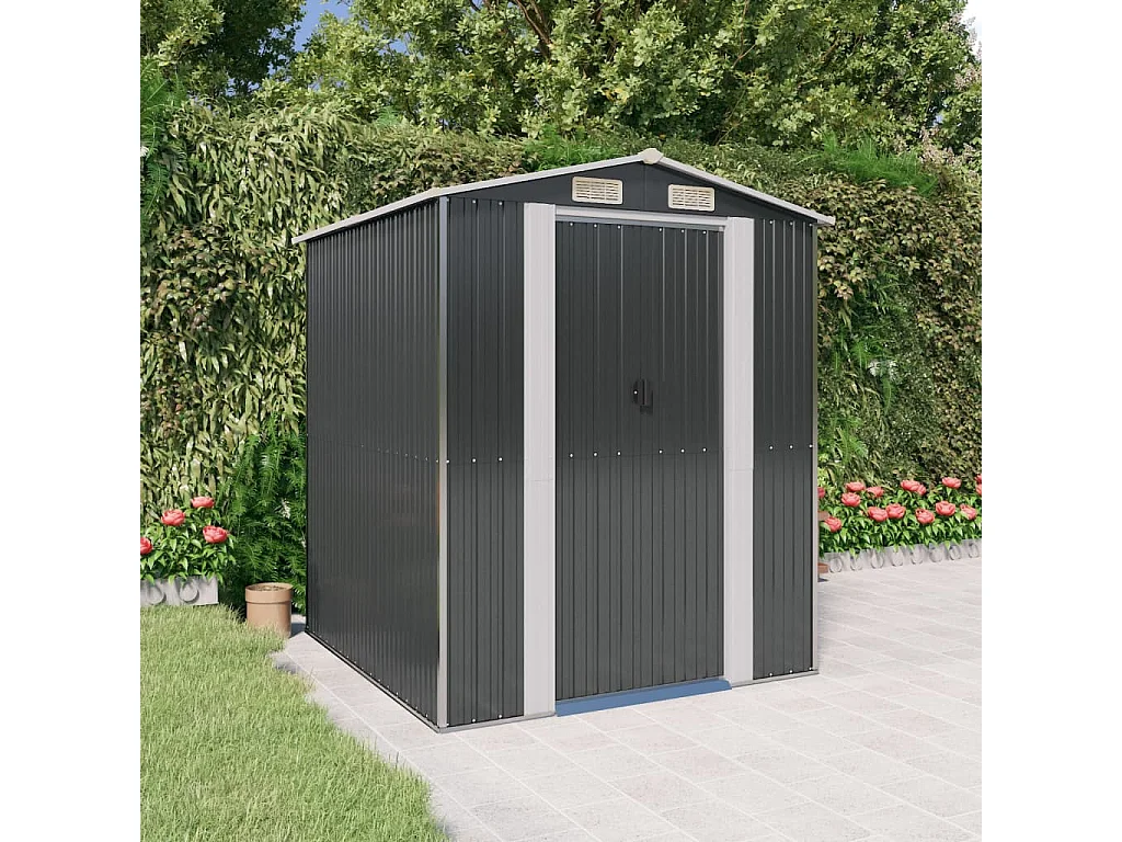 Gartenhäuschen Anthrazit 192x191x223 cm Verzinkter Stahl