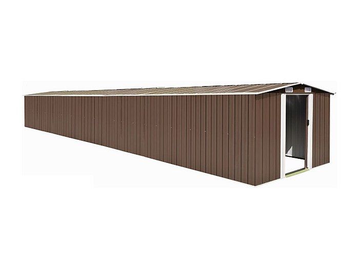 Abri De Jardin Marron En Acier Galvanisé – 116x45x175 Cm, Rangement Outils Et Meubles - 11