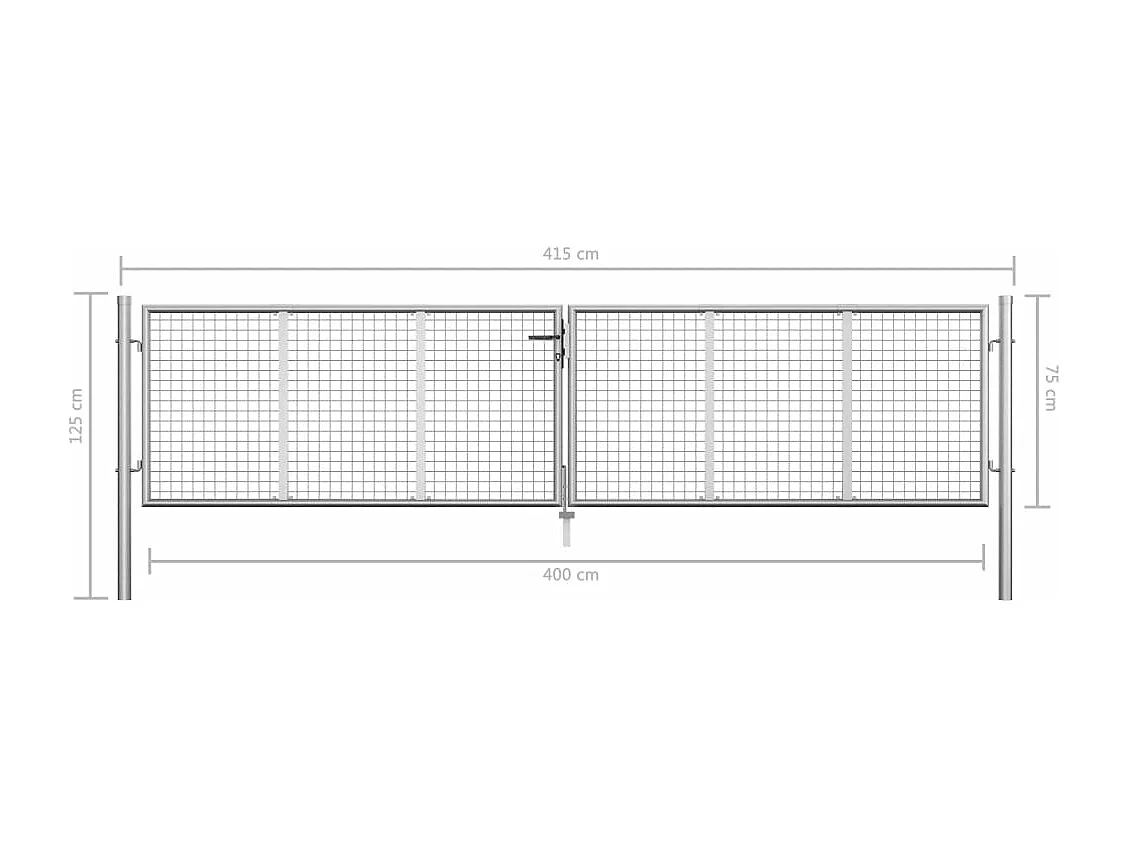 Tuinpoort Gegalvaniseerd staal 415x125 cm Zilver