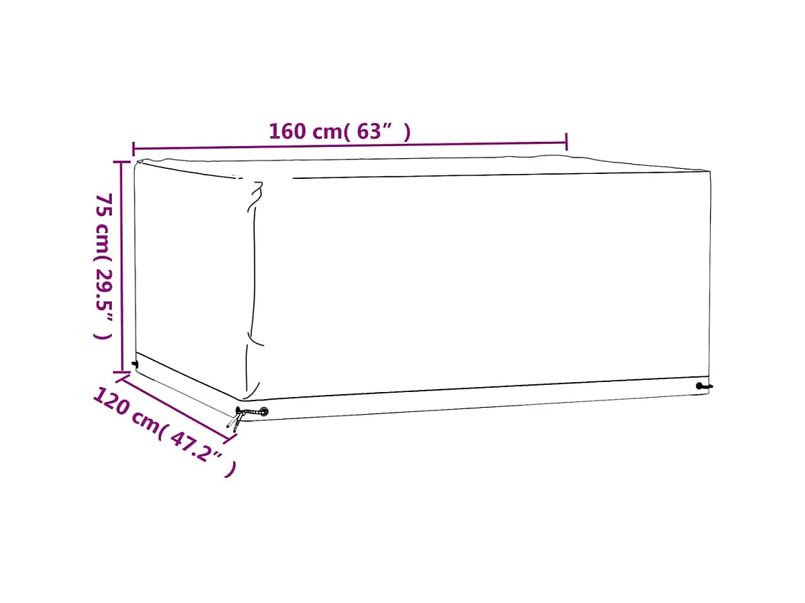 Housses salon de jardin2pcs 8?illets 160x120x75cm rectangulaire