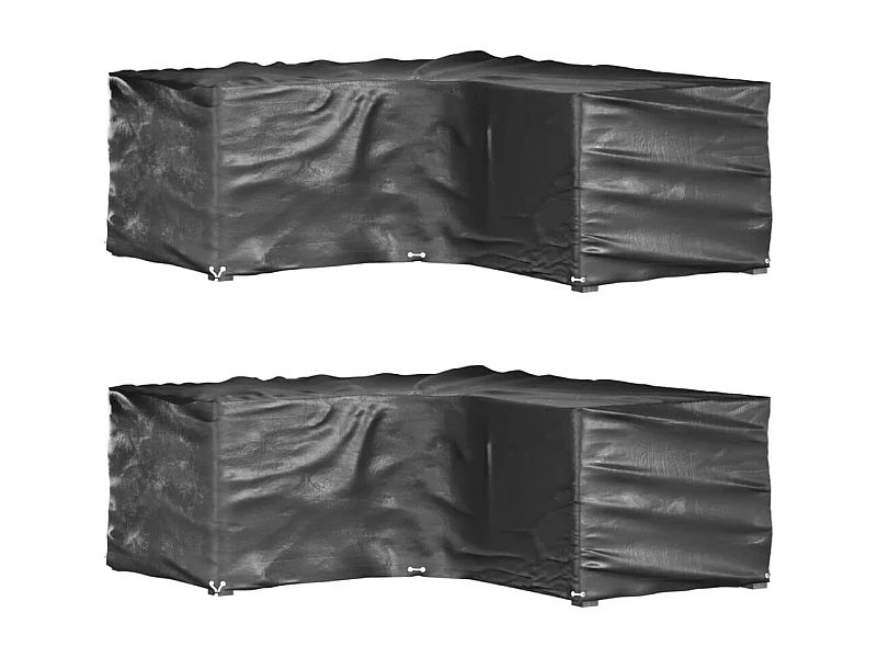 Fundas para muebles de jardín en forma de L, 2 piezas, 16 ojales