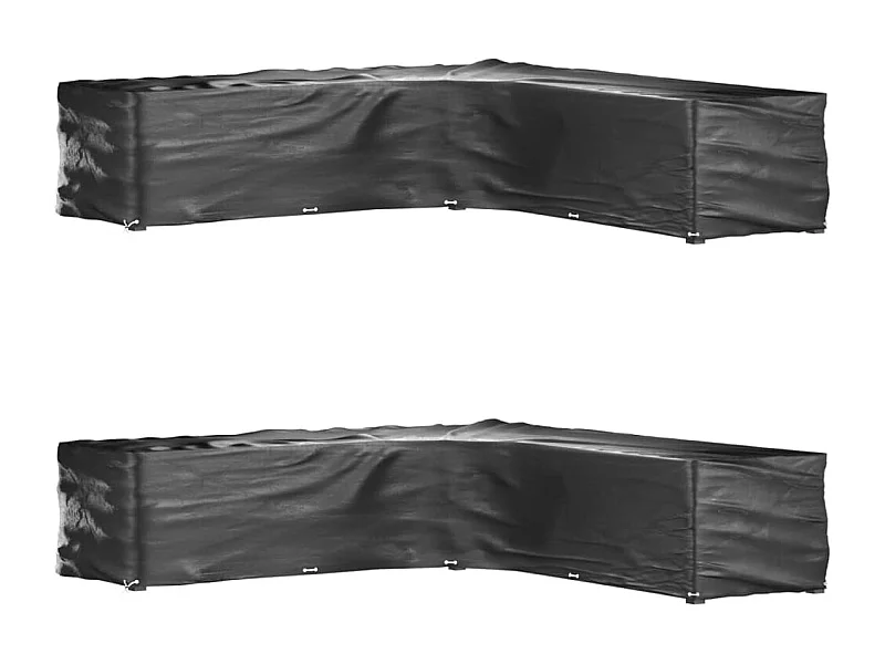 Fundas para muebles de jardín en forma de L, 2 piezas, 20 ojales