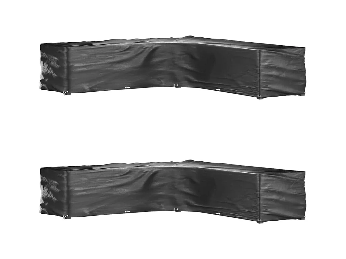 Fundas para muebles de jardín en forma de L, 2 piezas, 20 ojales