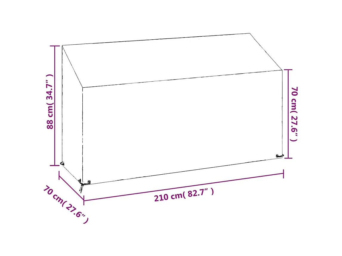 Housse de banc de jardin 12 ?illets 210x70x70/88cm polyéthylène