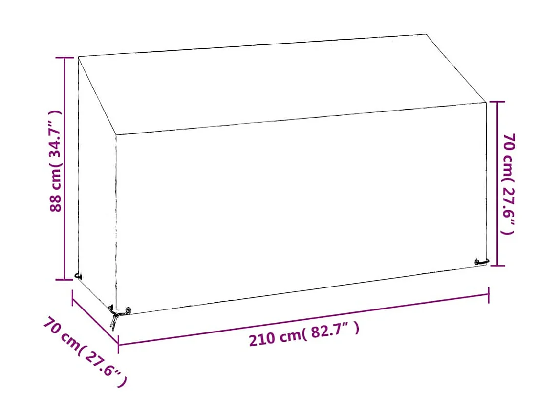 Housse de banc de jardin 12 ?illets 210x70x70/88cm polyéthylène