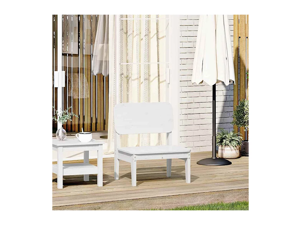 Chaise de jardin blanc 60x52,5x72 cm bois de pin massif