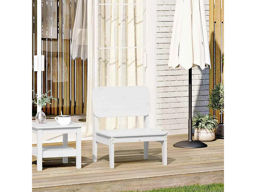 Chaise de jardin blanc 60x52,5x72 cm bois de pin massif