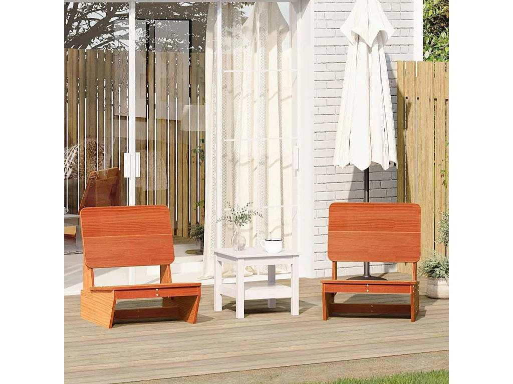 Set di 2 sedie da giardino cera marrone 60x64x70,5 cm