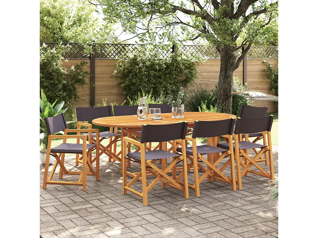 Klappbare Gartenstühle 8er Set dunkelgrauer Stoff