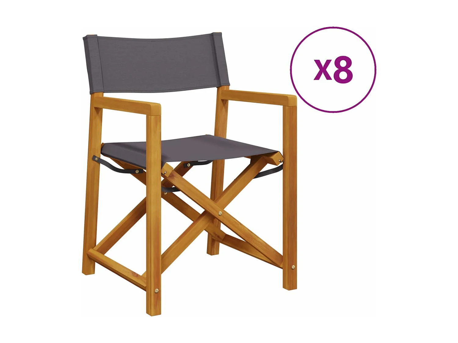 Klappbare Gartenstühle 8er Set dunkelgrauer Stoff