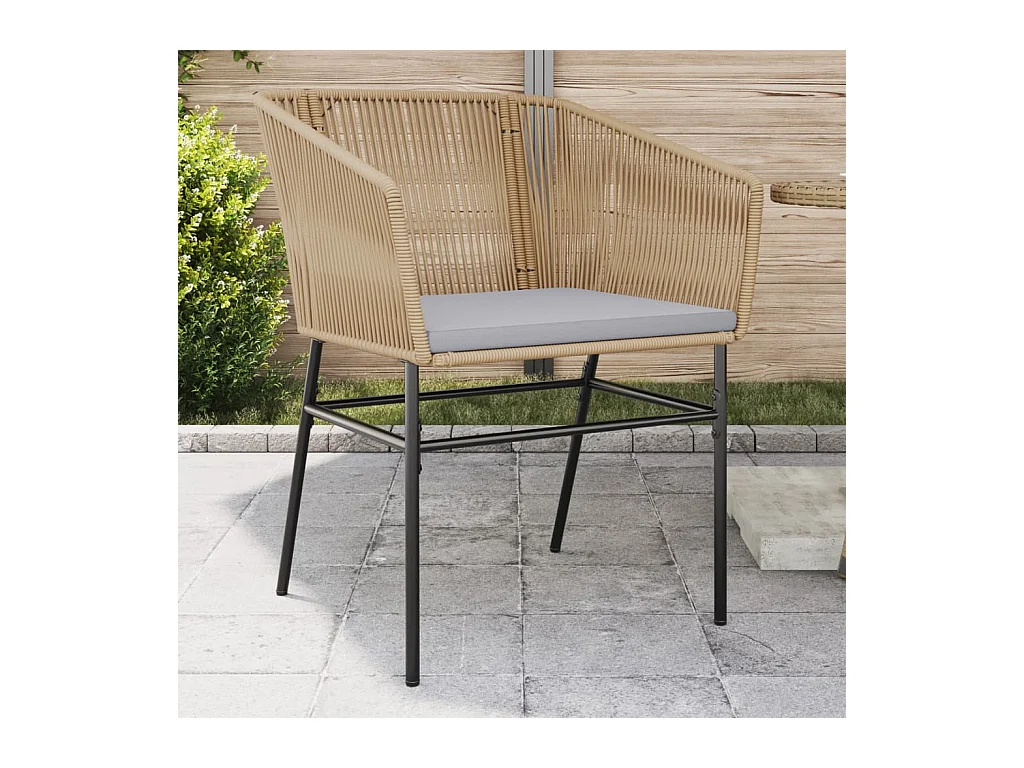 Chaises de jardin lot de 2 et coussins marron rotin