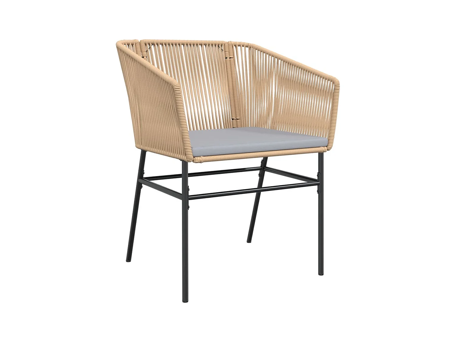 Chaises de jardin lot de 2 et coussins marron rotin