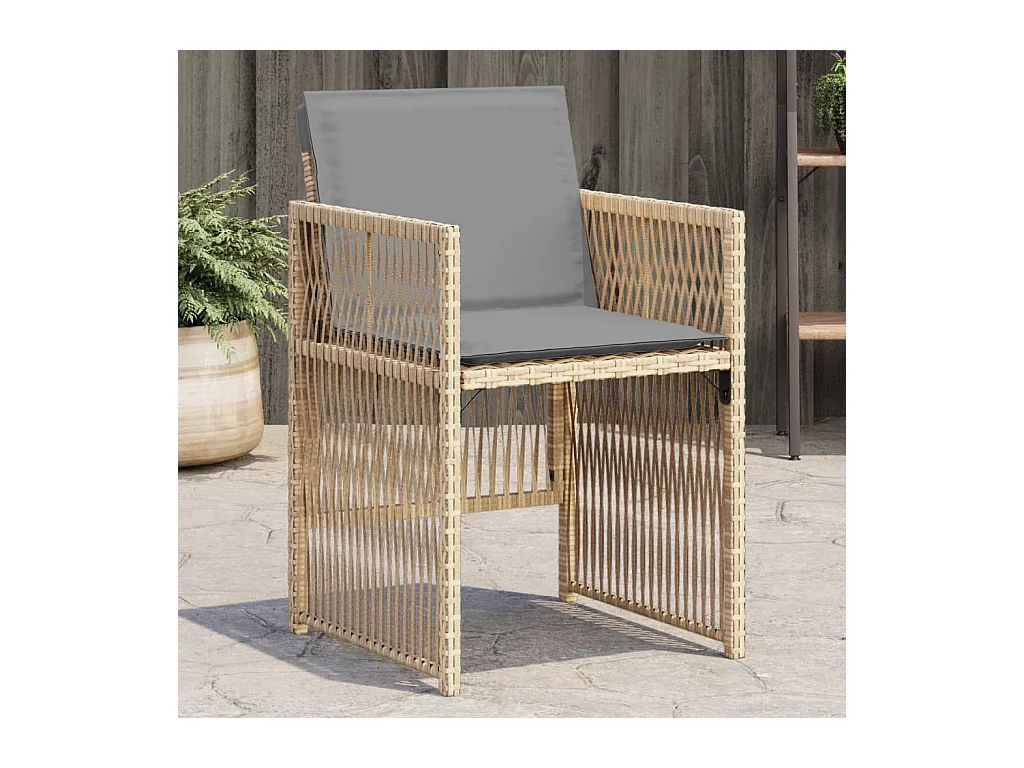 Chaises de jardin avec coussins lot de 4 mélange beige