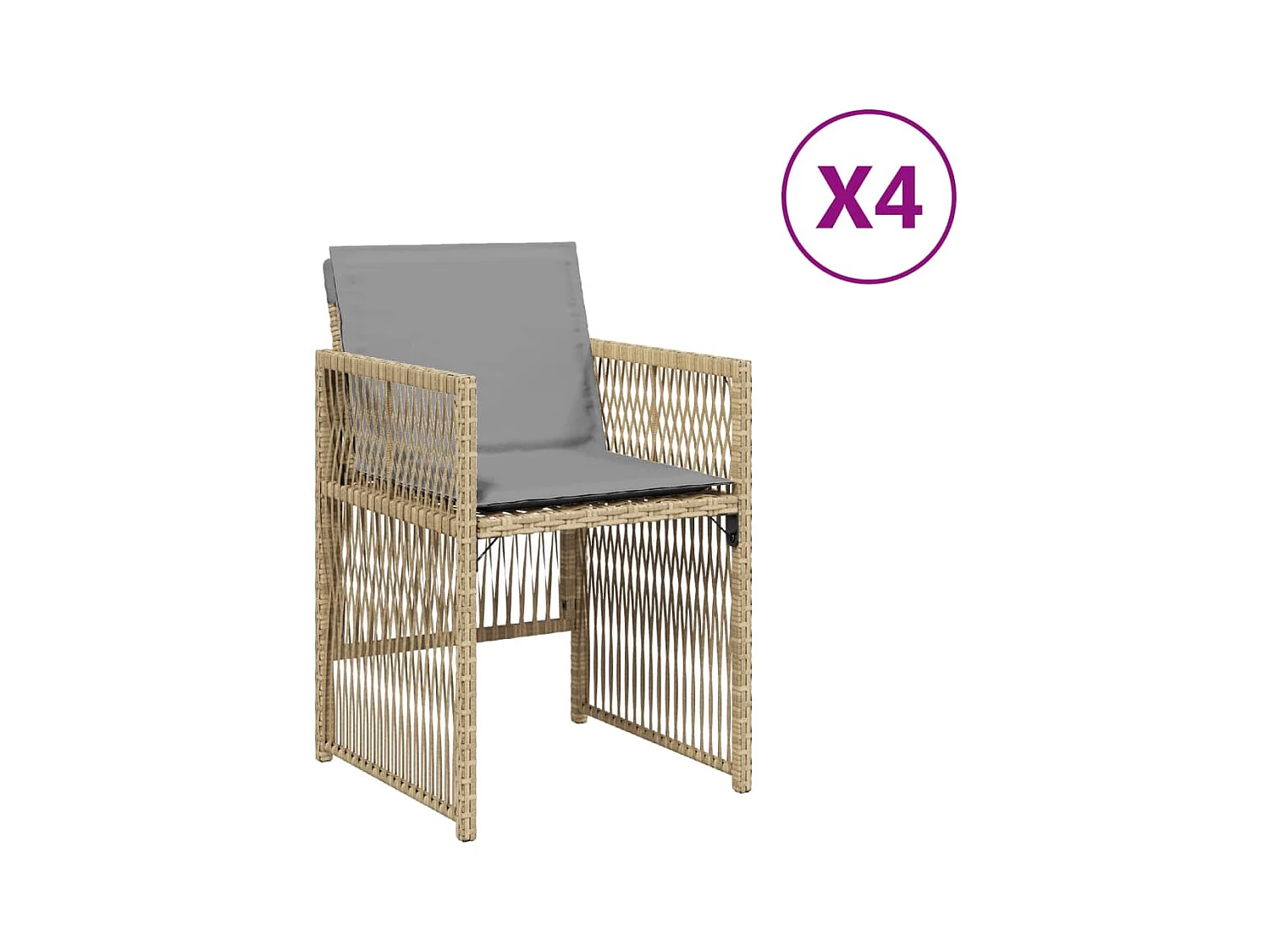 Chaises de jardin avec coussins lot de 4 mélange beige