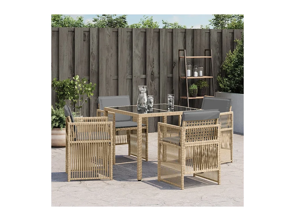Chaises de jardin avec coussins lot de 4 mélange beige