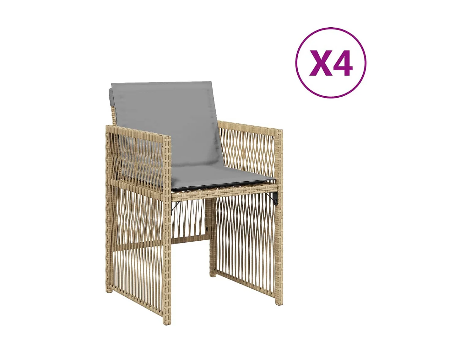 Chaises de jardin avec coussins lot de 4 mélange beige