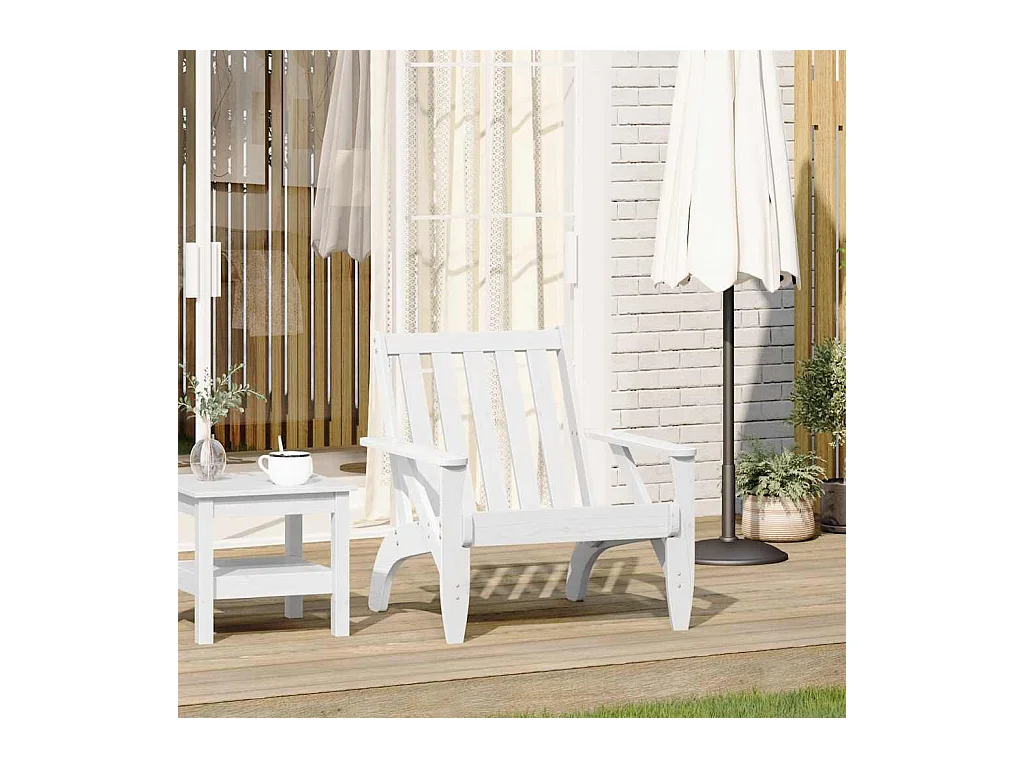 Chaise de jardin adirondack blanc 75x77x77cm bois massif de pin