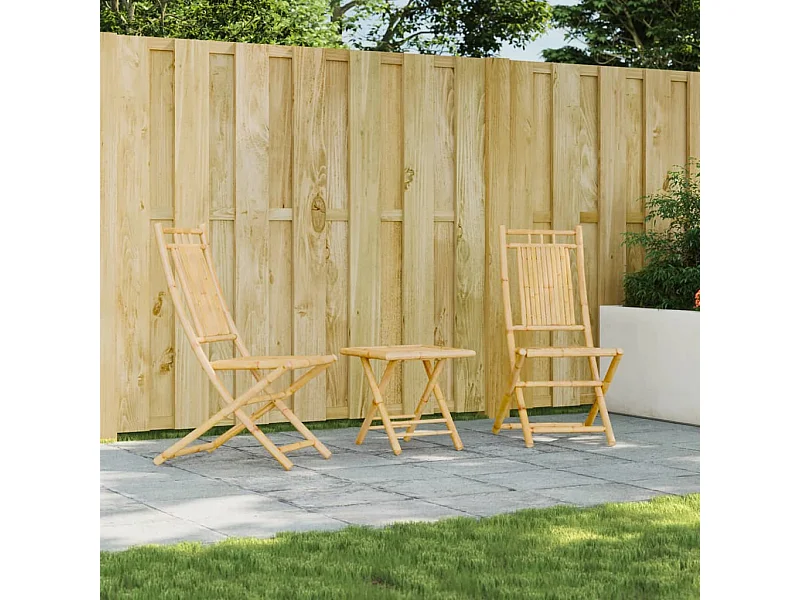 Set di 2 sedie da giardino pieghevoli 46x66x99 cm in bambù