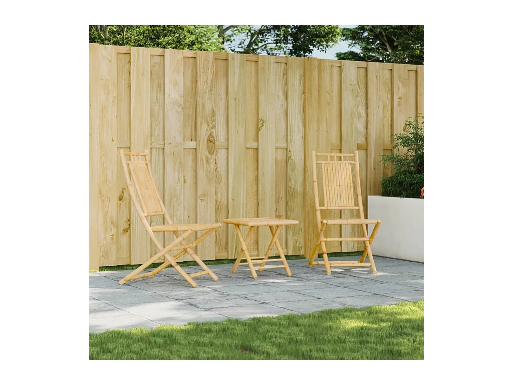 Set di 2 sedie da giardino pieghevoli 46x66x99 cm in bambù