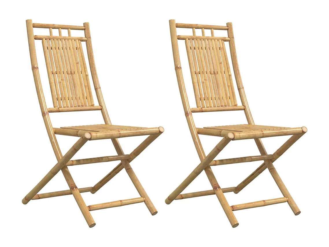 Set di 2 sedie da giardino pieghevoli 46x66x99 cm in bambù