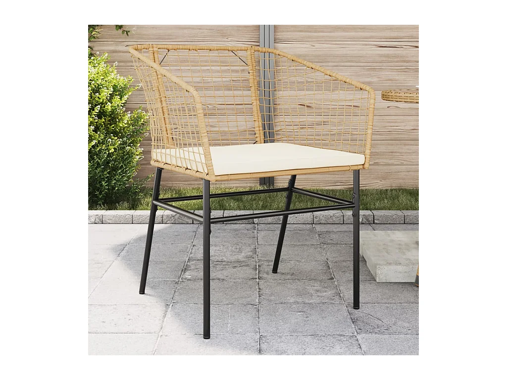 Chaises de jardin lot de 2 et coussins marron rotin