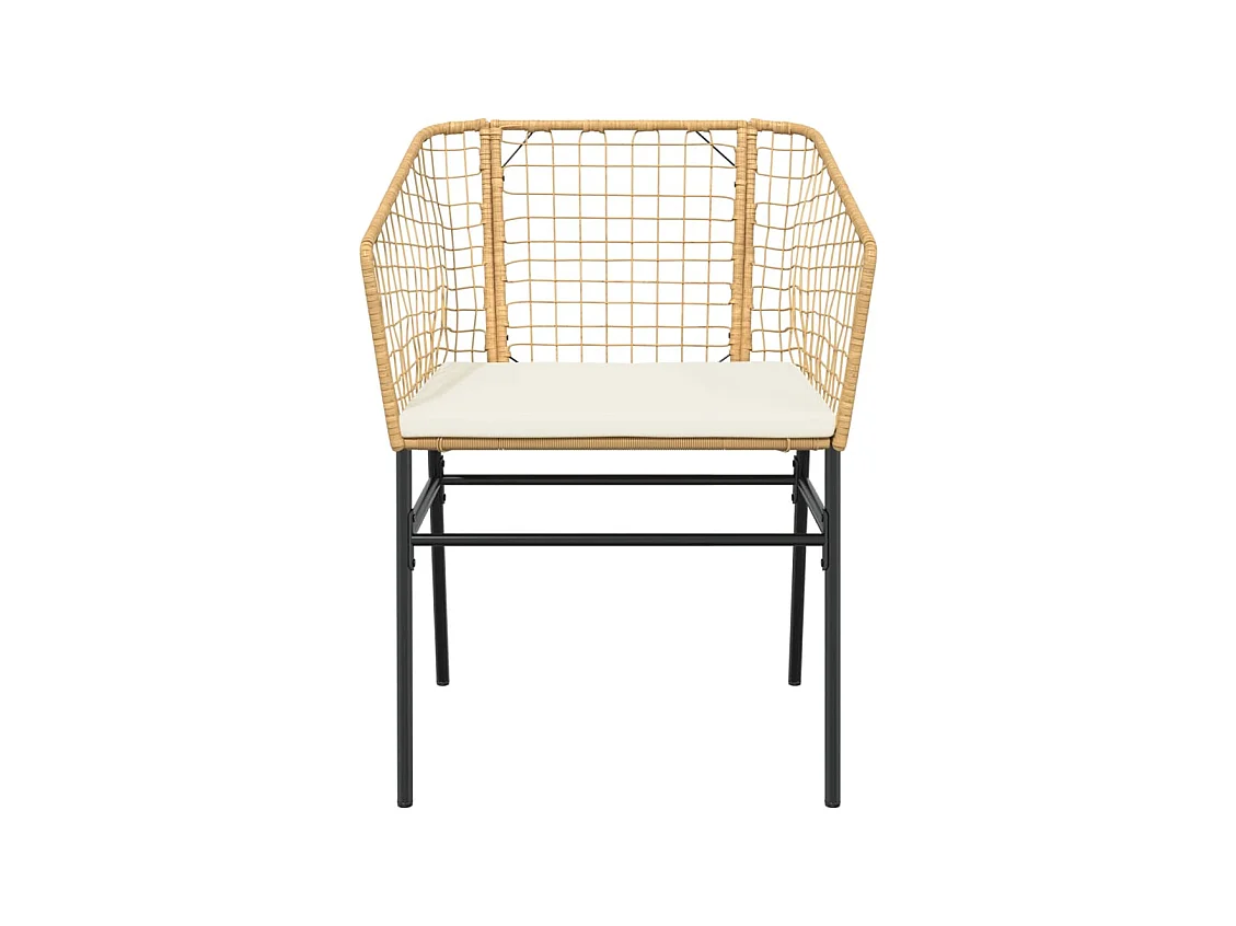 Chaises de jardin lot de 2 et coussins marron rotin