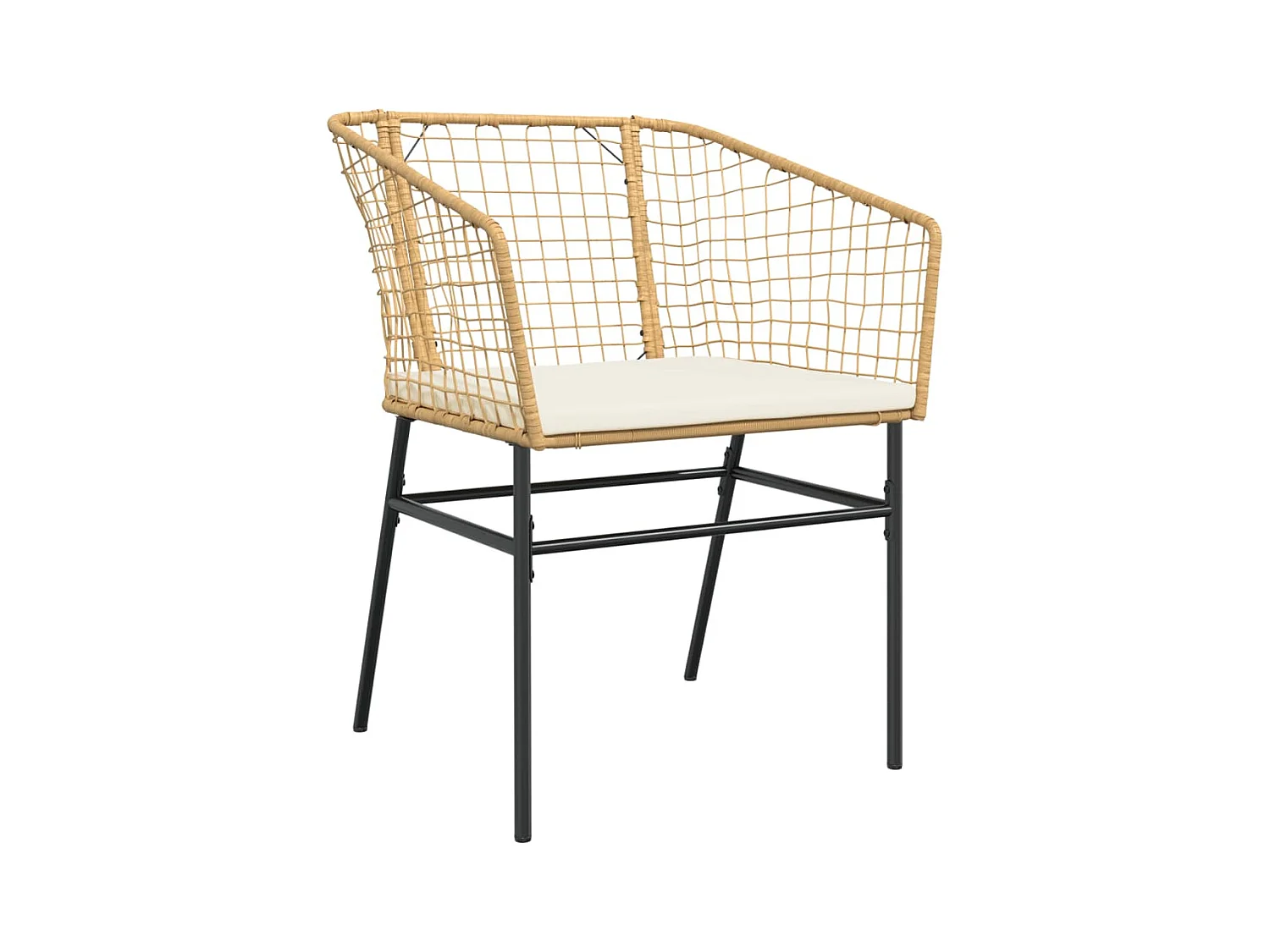 Chaises de jardin lot de 2 et coussins marron rotin