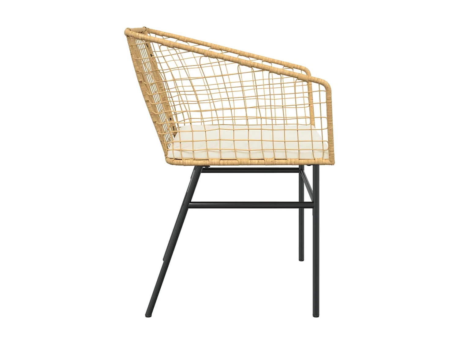 Chaises de jardin lot de 2 et coussins marron rotin