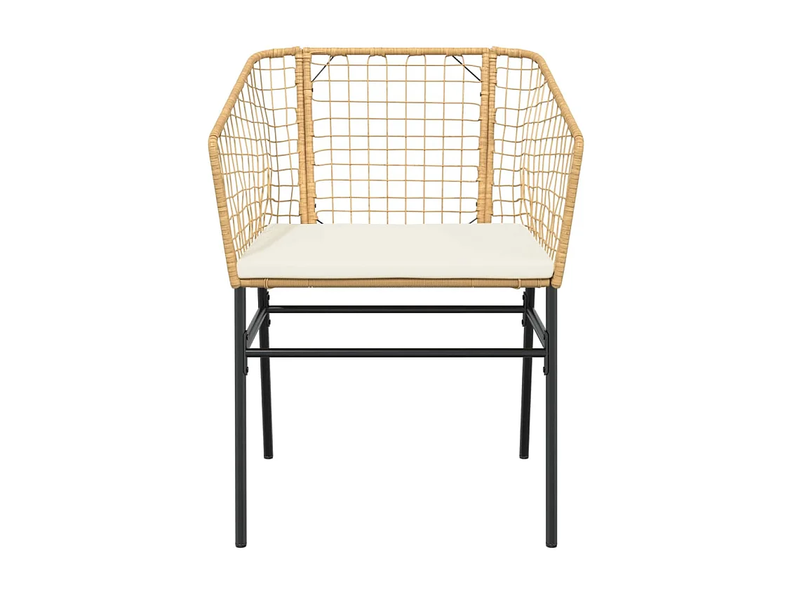 Set di 2 sedie da giardino e cuscini in rattan marrone