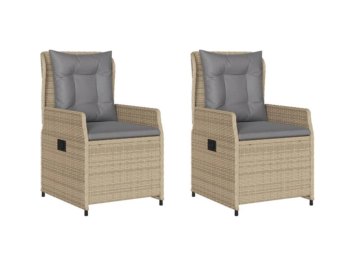 Chaises inclinables de jardin lot de 2 beige résine tressée