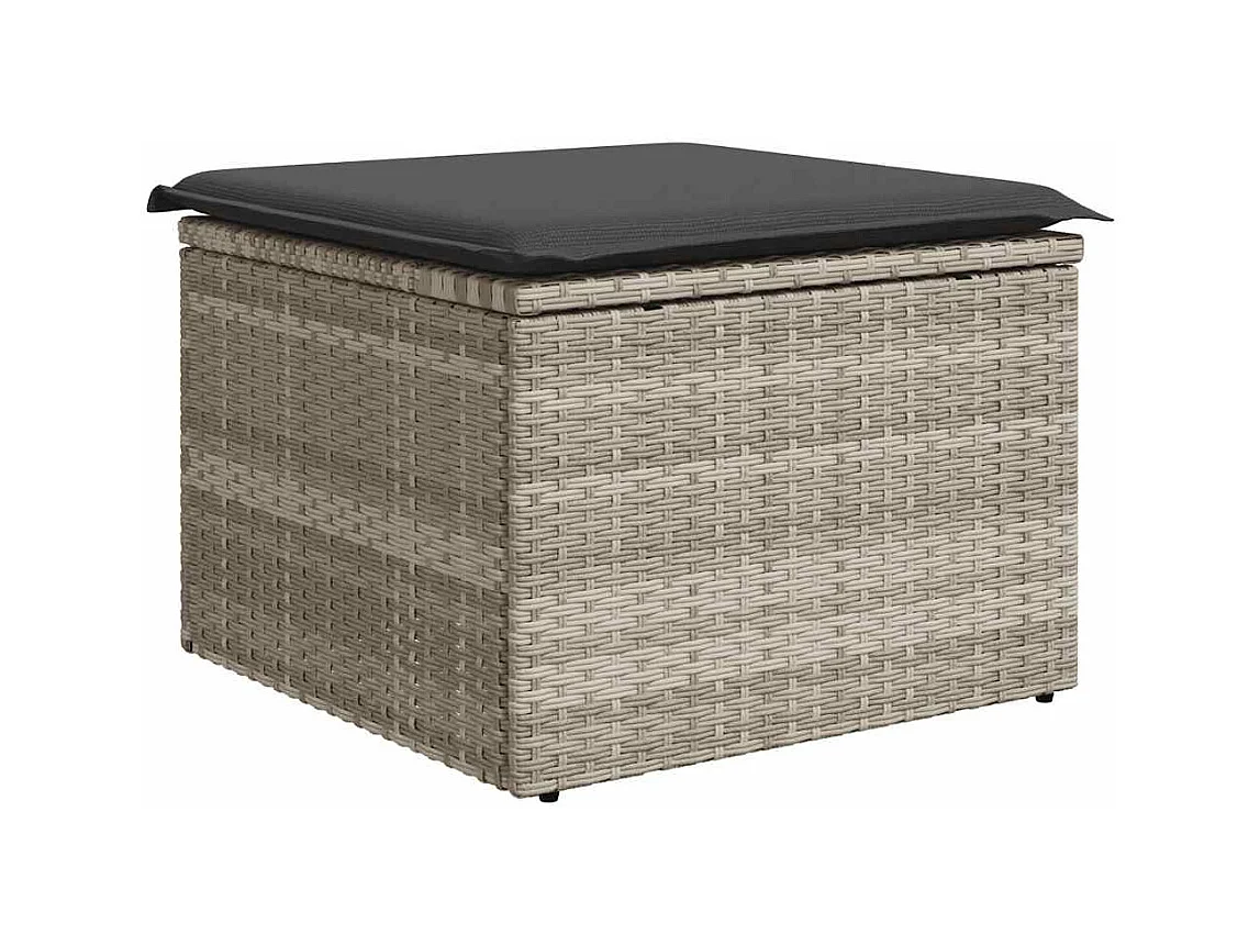 Set di mobili da giardino da 6 pezzi con cuscini grigio chiaro in resina intrecciata