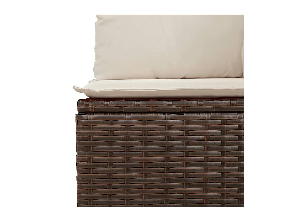 Salon de jardin avec coussins 9 pcs marron résine tressée