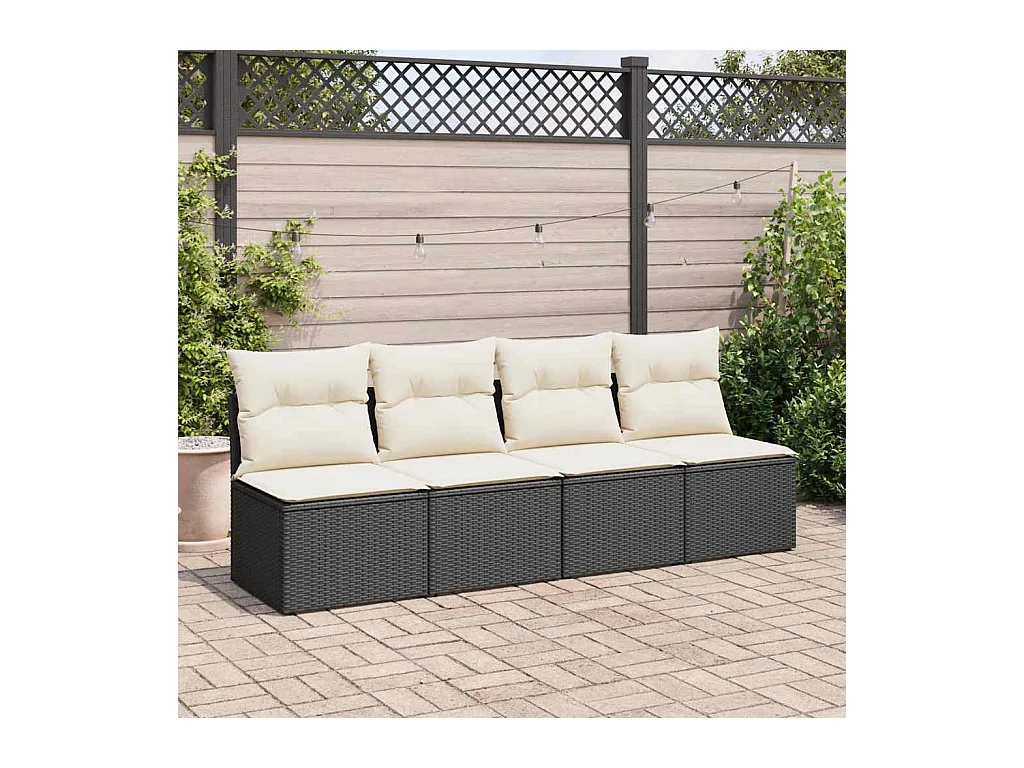 Set mobili da giardino con cuscini 2 pz resina nera vimini acacia