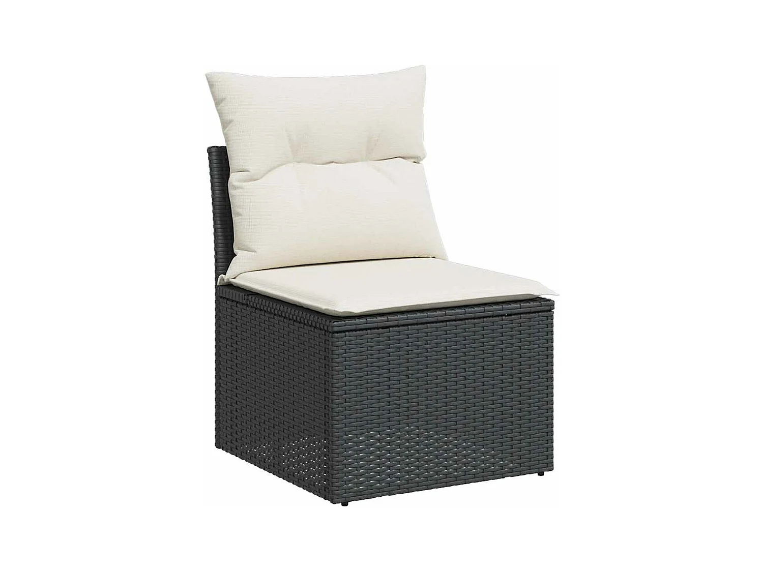 Set mobili da giardino con cuscini 2 pz resina nera vimini acacia