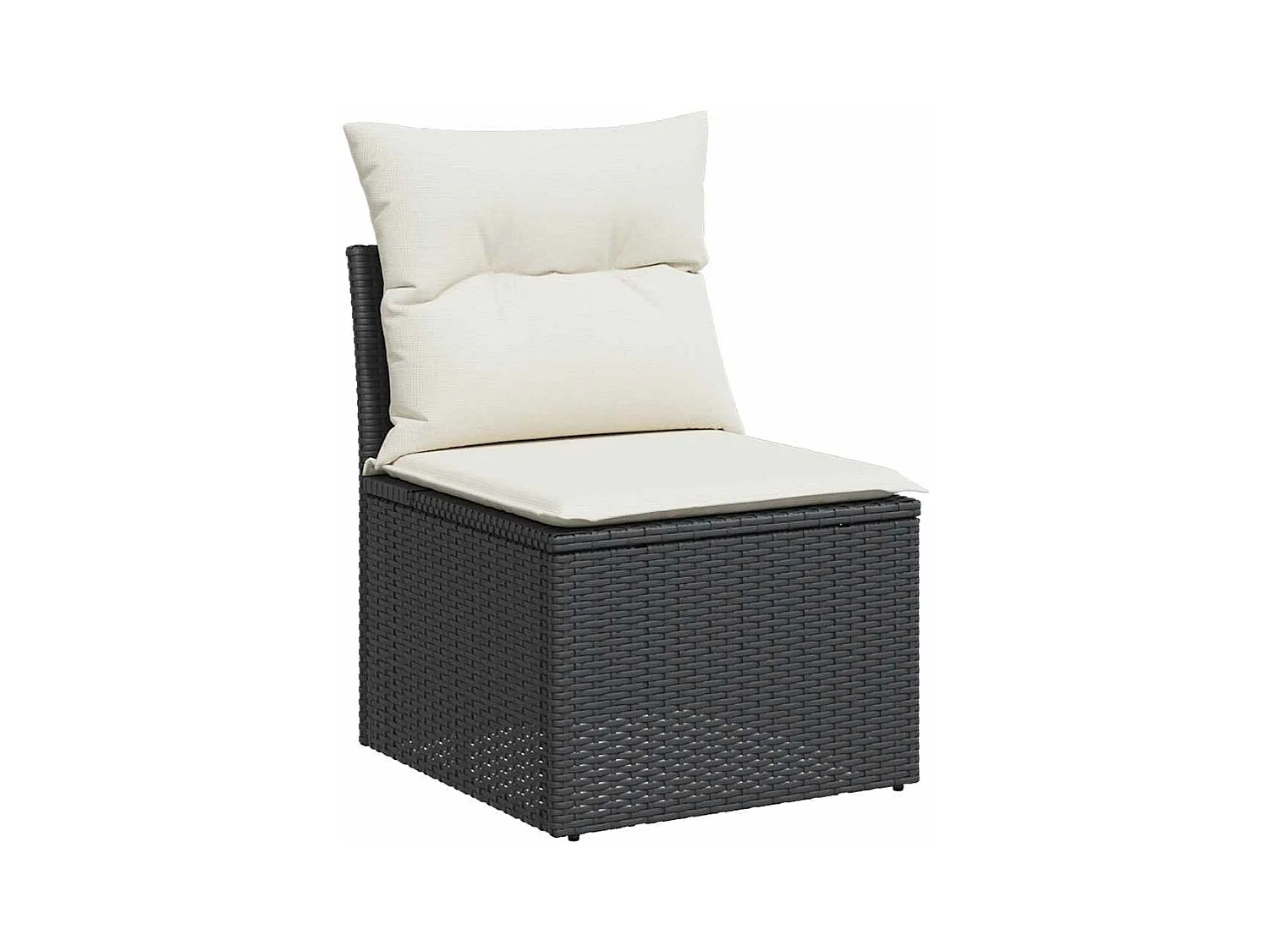 Salon de jardin 6 pcs avec coussins noir résine tressée acacia