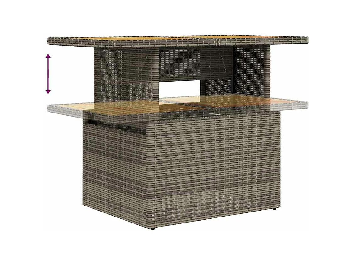 Tuinmeubelset met kussens 7 stuks grijs kunsthars riet acacia