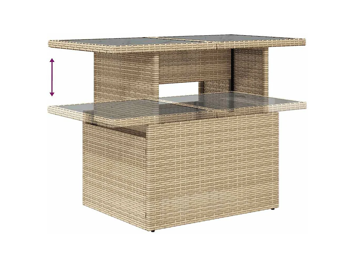 Gartenmöbel-Set mit Kissen 6-tlg. beige gewebtes Harz