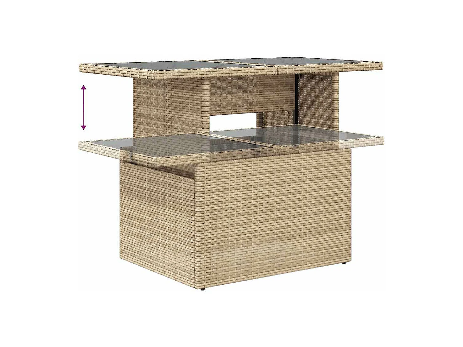 Gartenmöbel-Set mit Kissen 9-tlg. beige gewebtes Harz